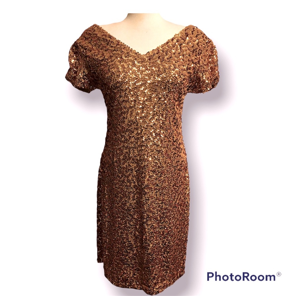 Gold sequined mini dress